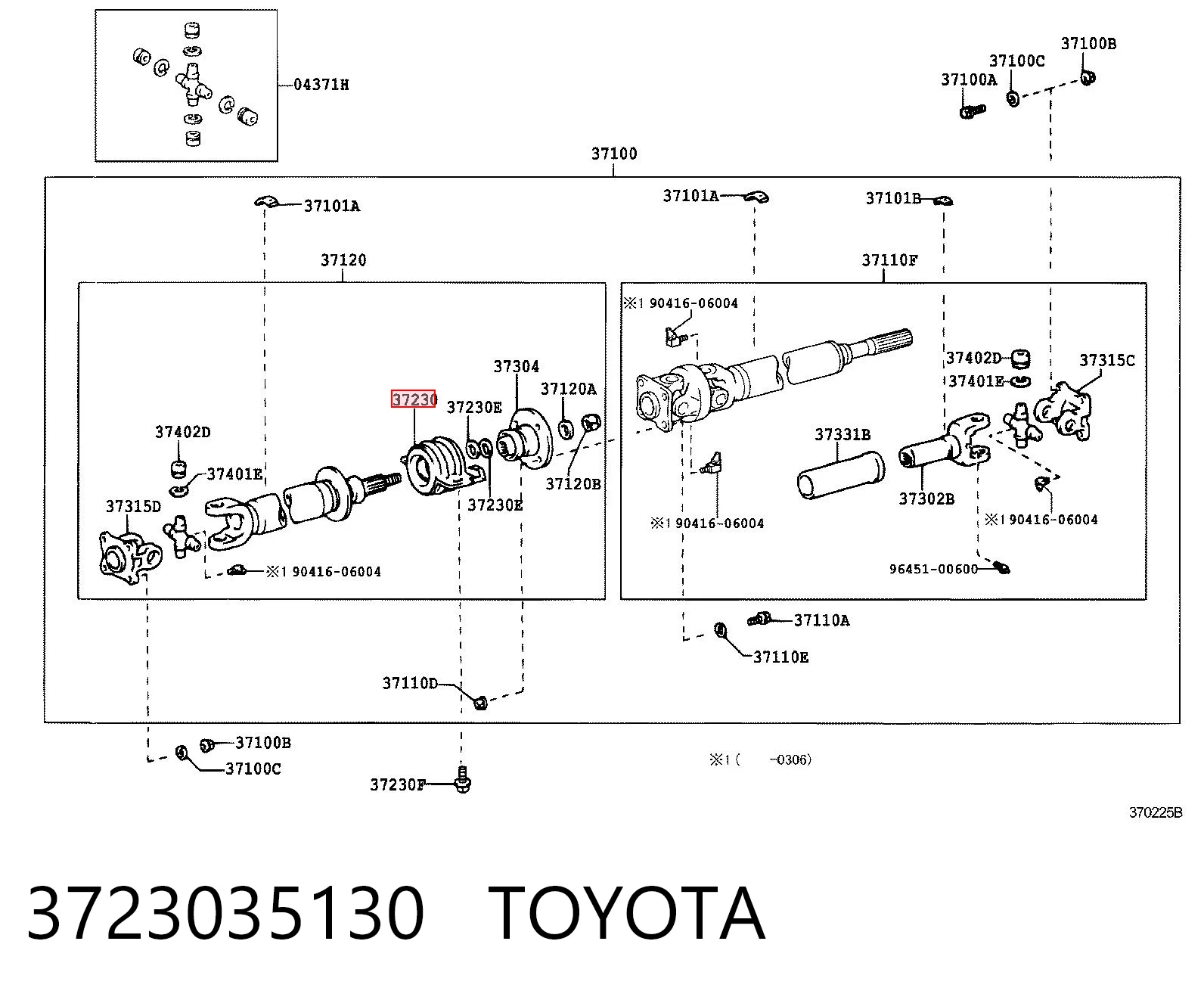  Łożysko podwieszane wału Cardana Toyota Hilux 