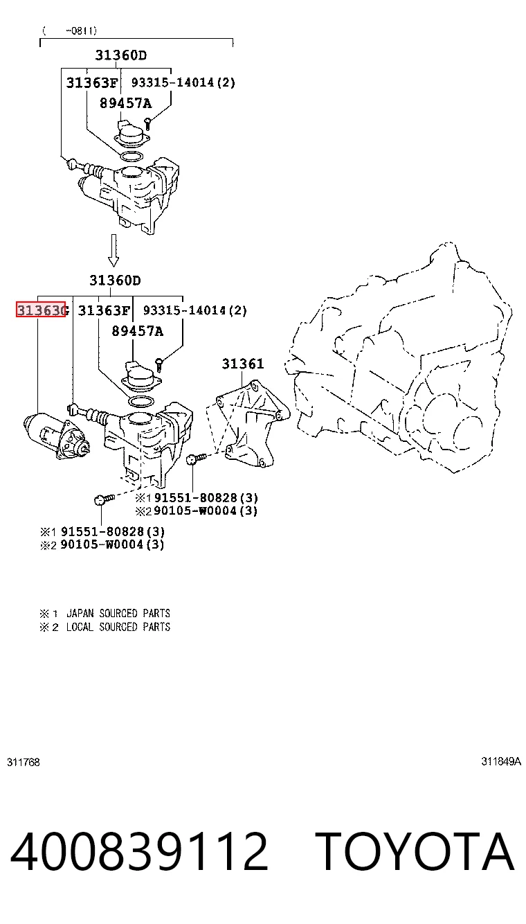 400839112 Toyota Silniczek aktuatora sprzęgła