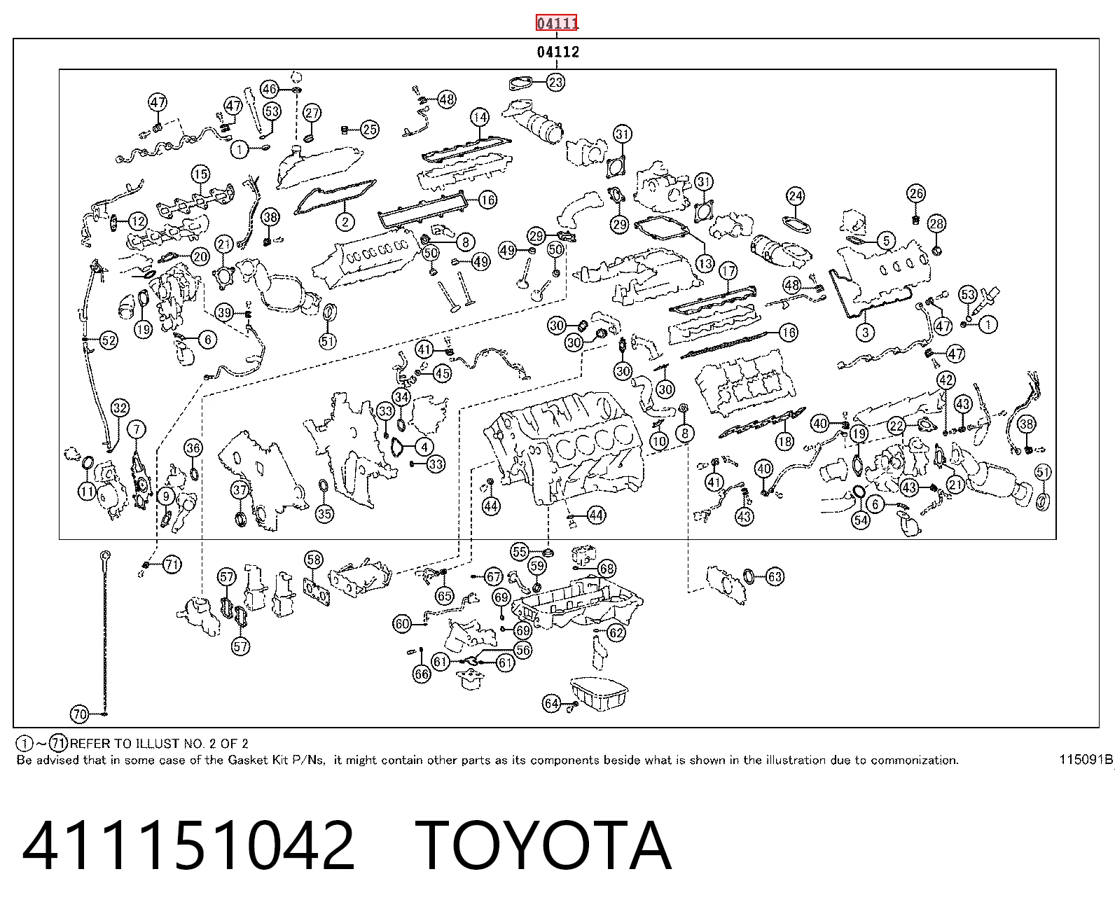  Zestaw uszczelek silnika pełny Toyota Land Cruiser 