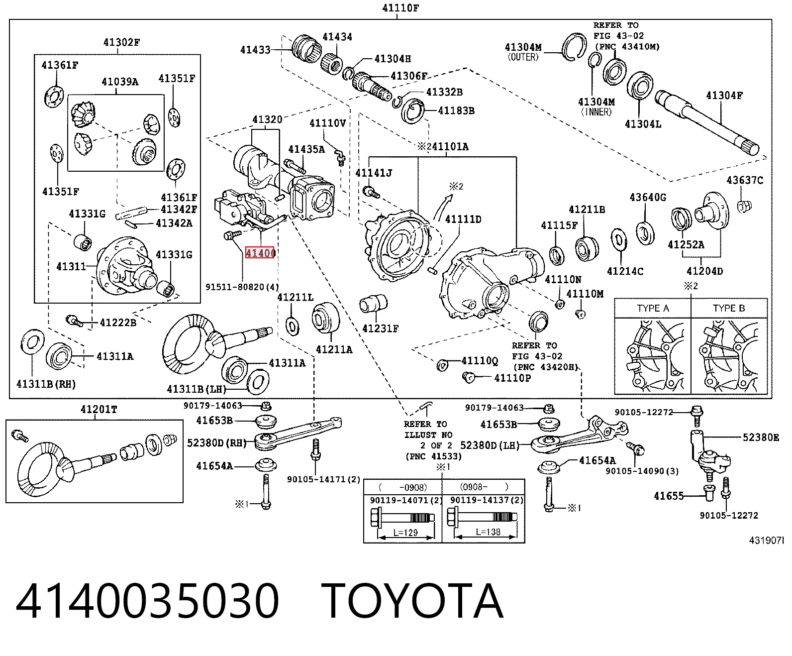 4140035030 Toyota Zawór próżniowy załączania przedniego napędu