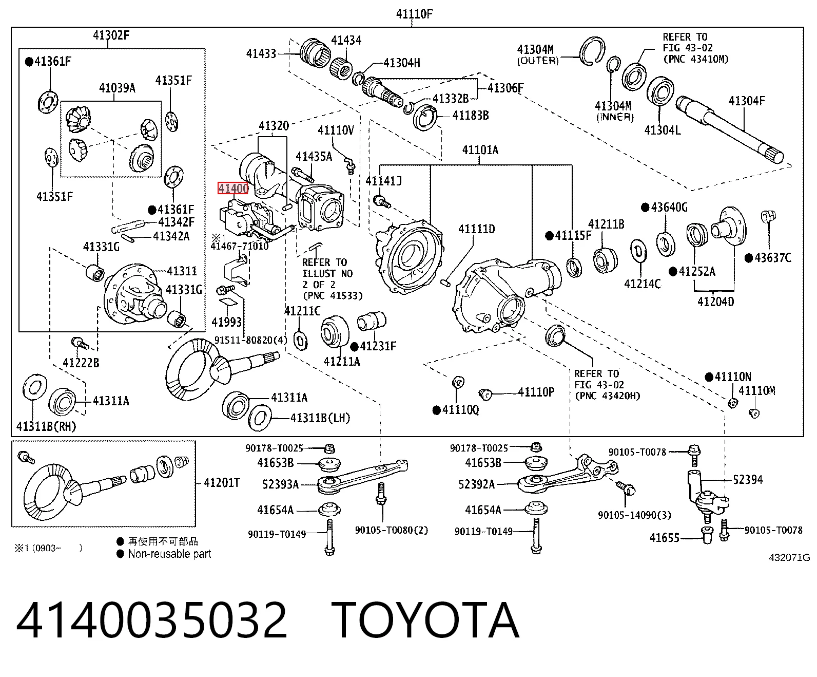 4140035032 Toyota Zawór próżniowy załączania przedniego napędu