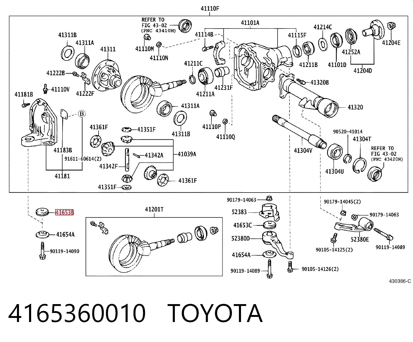 4165360010 Toyota Silentblock przedni (poduszka) reduktora mostu przedniego