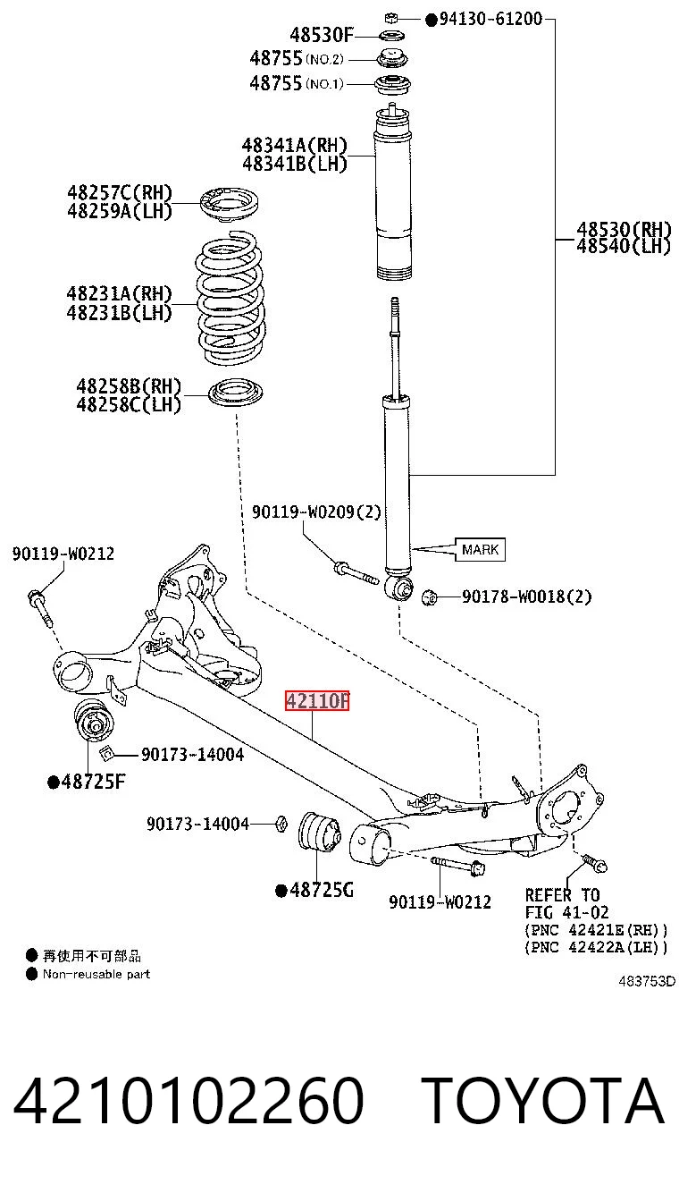 4210102260 Toyota Korpus osi tylnej