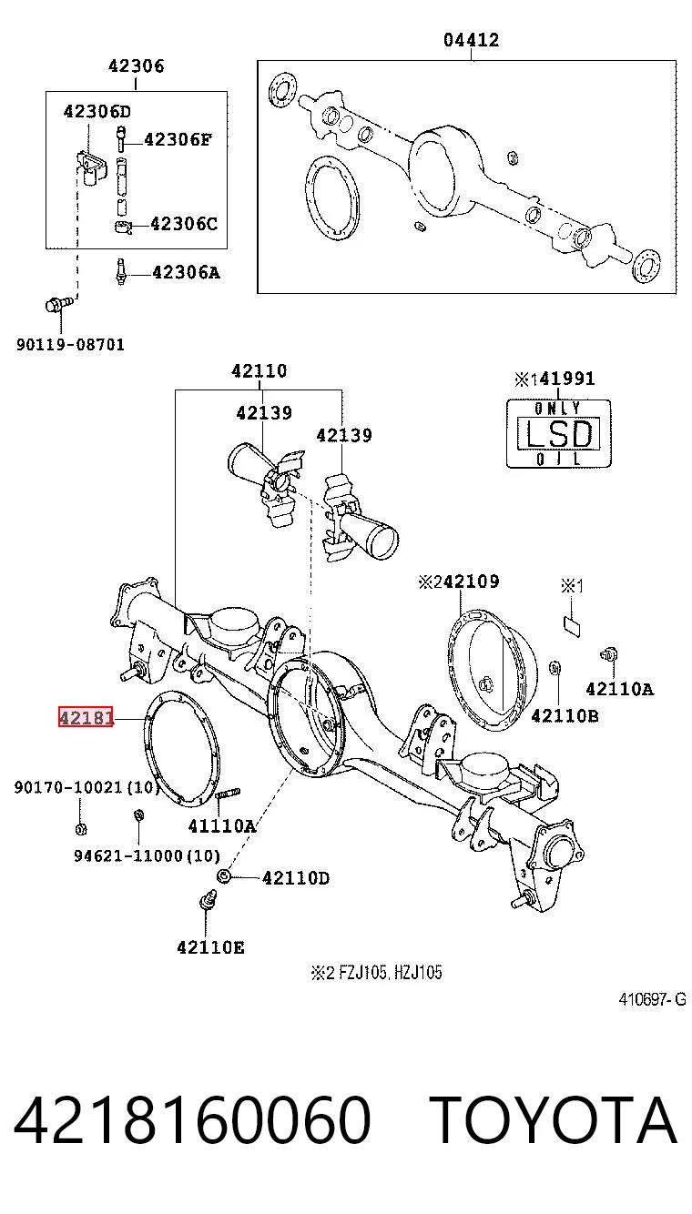 4218160060 Toyota Uszczelka reduktora mostu tylnego
