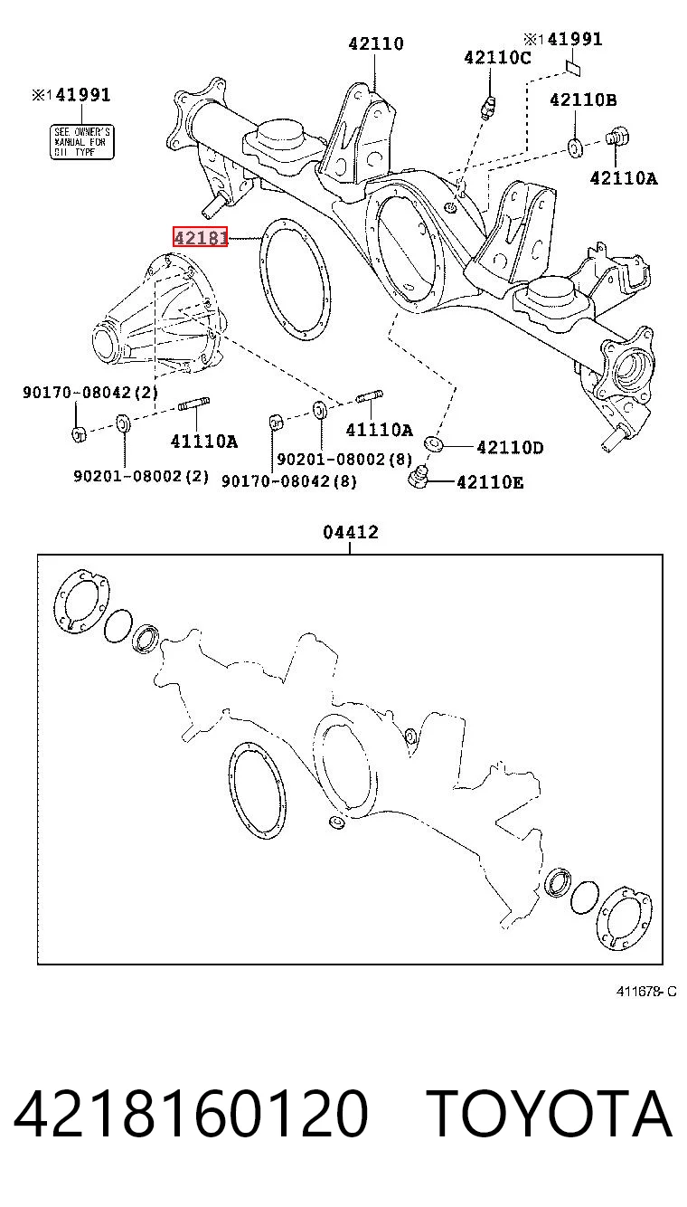 4218160120 Toyota Uszczelka reduktora mostu tylnego