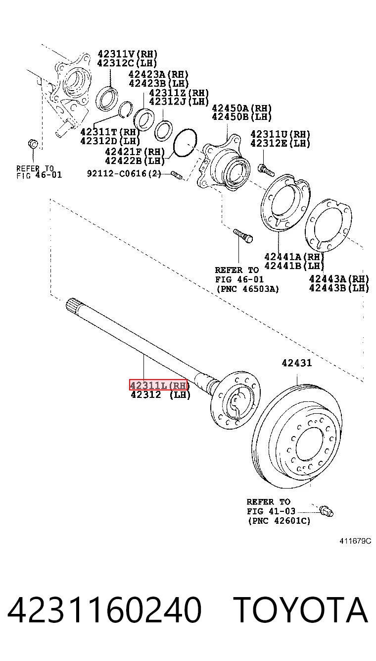 4231160240 Toyota Półoś tylna