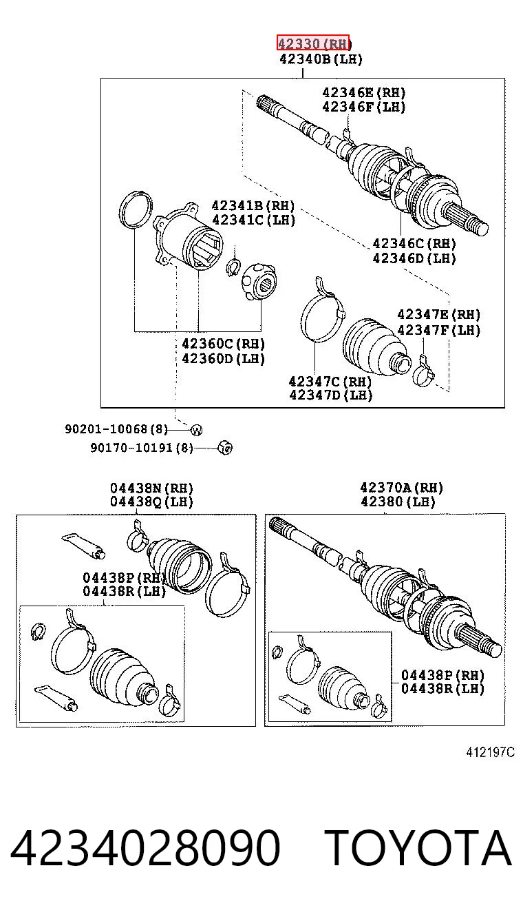 4234028090 Toyota Półoś tylna