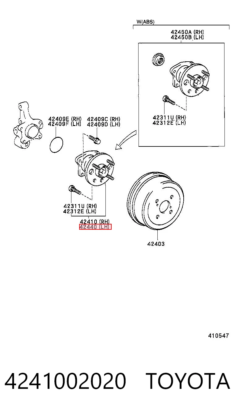4241002020 Toyota Piasta tylna