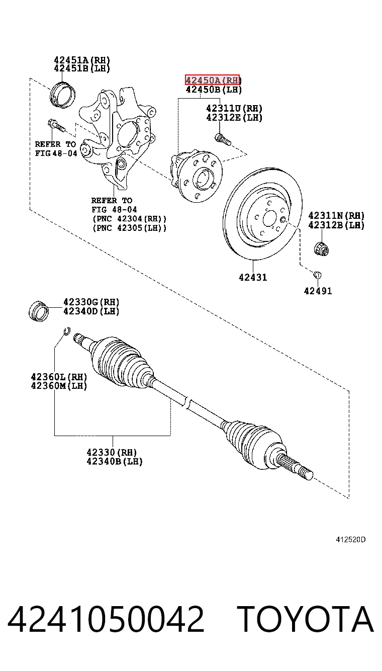 4241050042 Toyota Piasta tylna