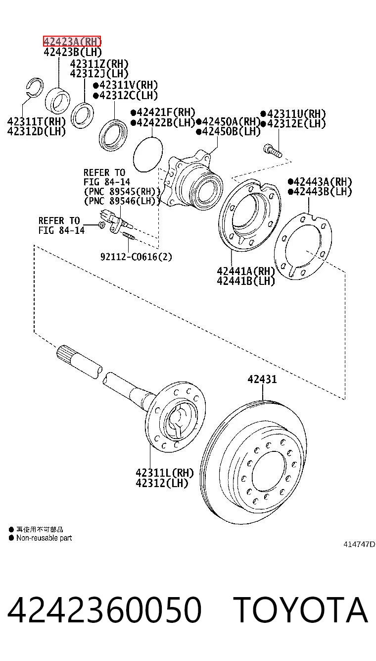 4242360050 Toyota Pierścień zabezpieczający łożysko tylnej półosi