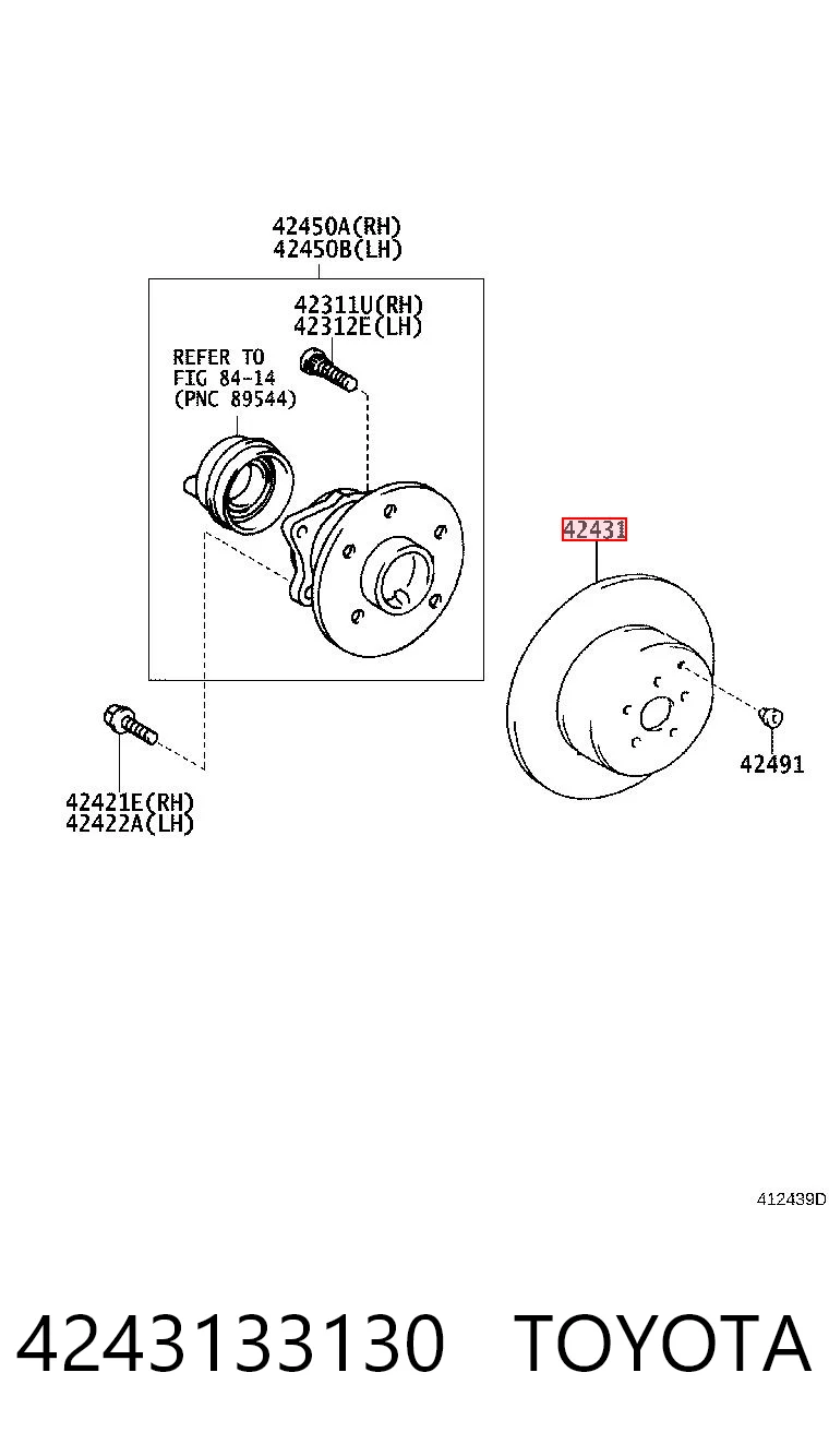 4243133130 Toyota Tarcza hamulcowa tylna
