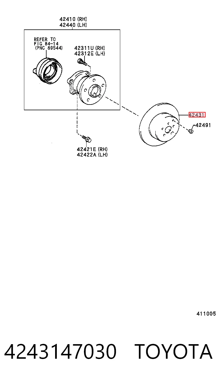 4243147030 Toyota Tarcza hamulcowa tylna