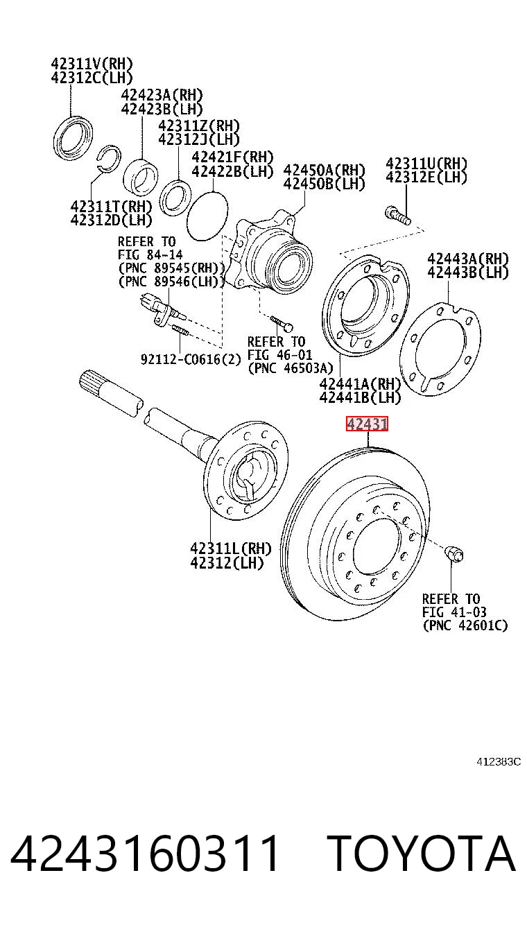 4243160311 Toyota Tarcza hamulcowa tylna