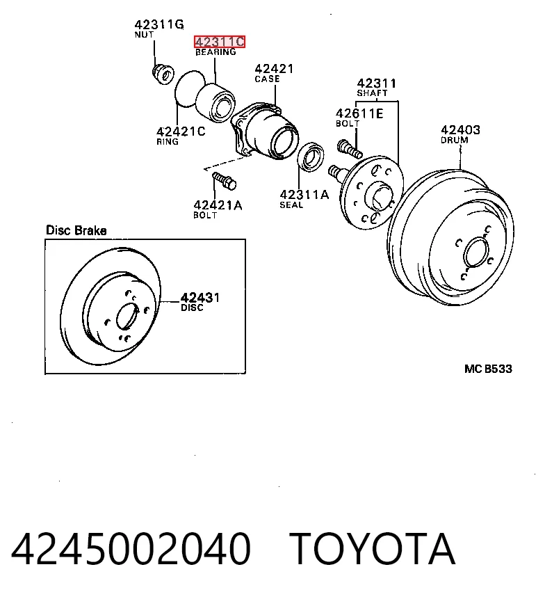 Lożysko piasty tylnej Toyota Corolla 