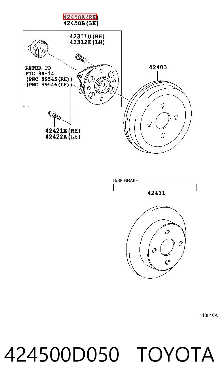 424500D050 Toyota Piasta tylna