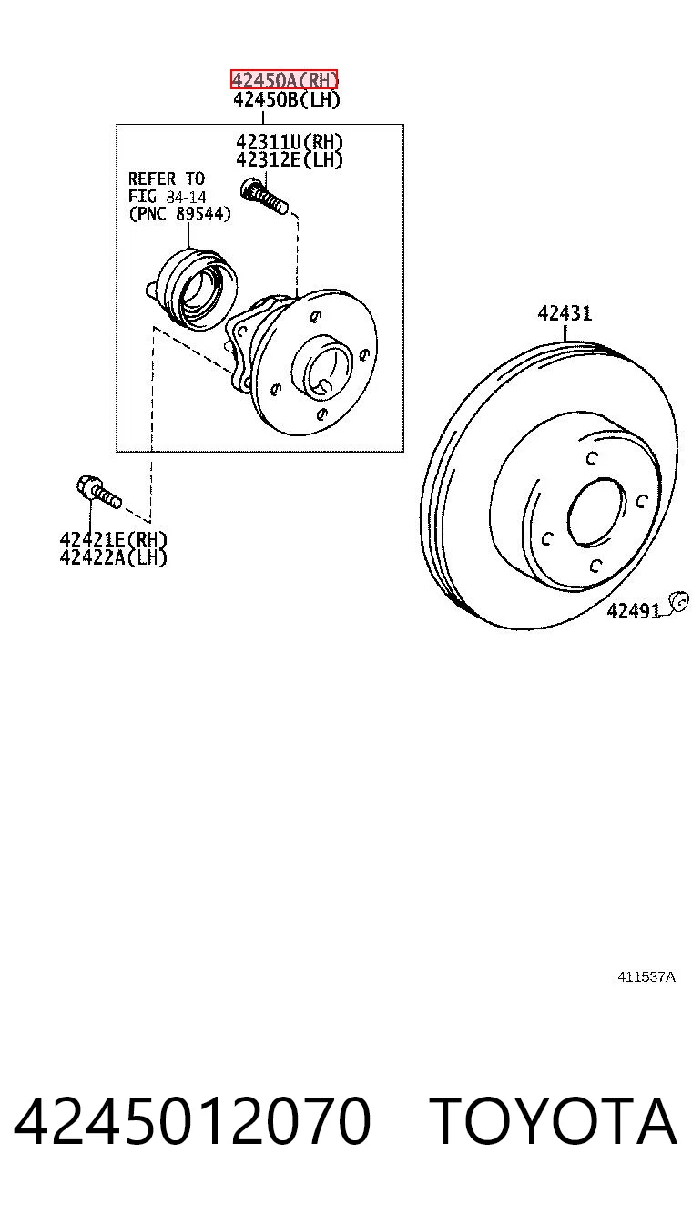 4245012070 Toyota Piasta tylna