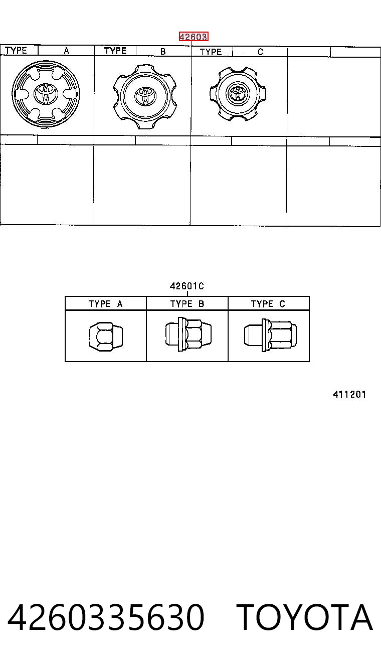 4260335630 Toyota Kołpak do obręczy koła