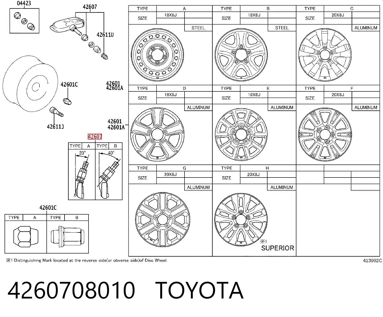 4260708010 Toyota Czujnik ciśnienia w oponach