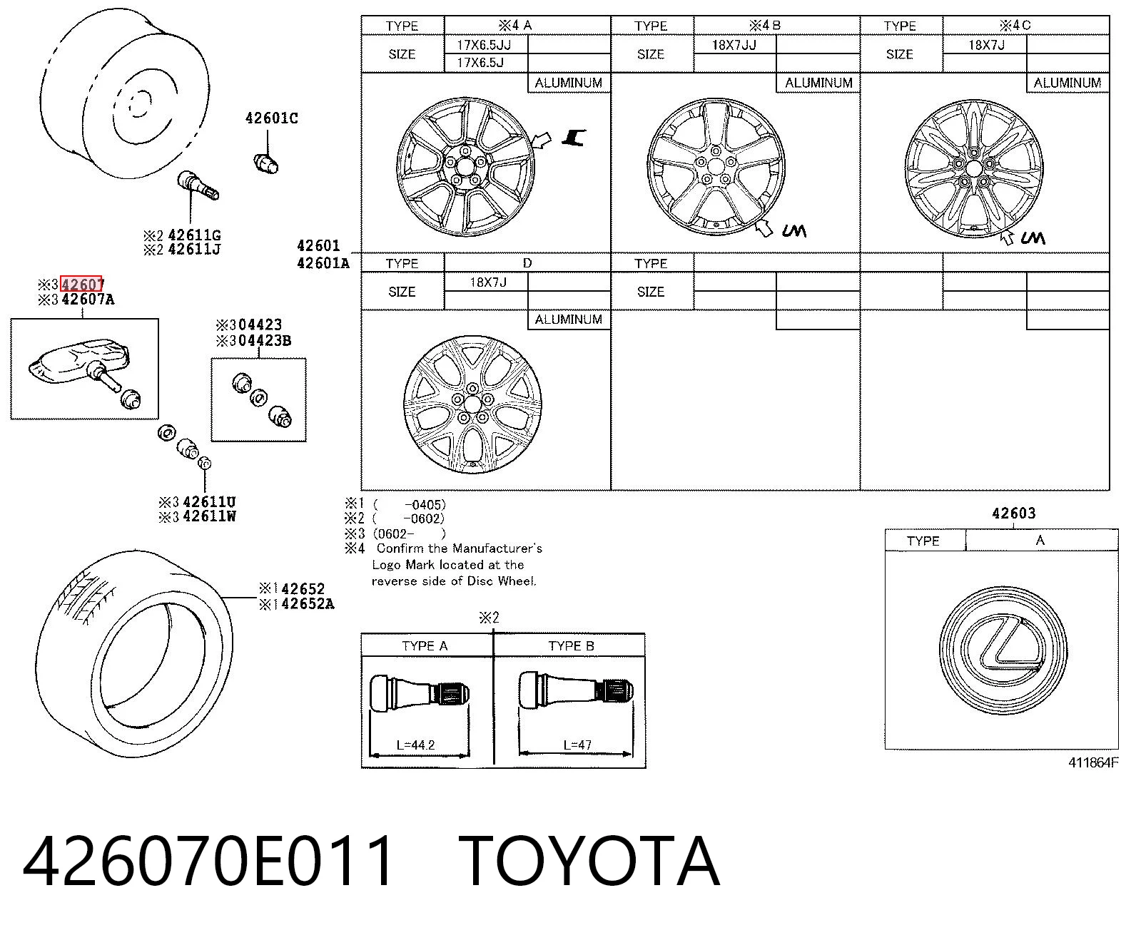 Czujnik ciśnienia w oponach do Lexus RX 330/350 U3