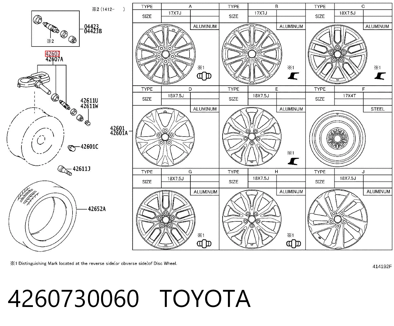 4260730060 Toyota Czujnik ciśnienia w oponach