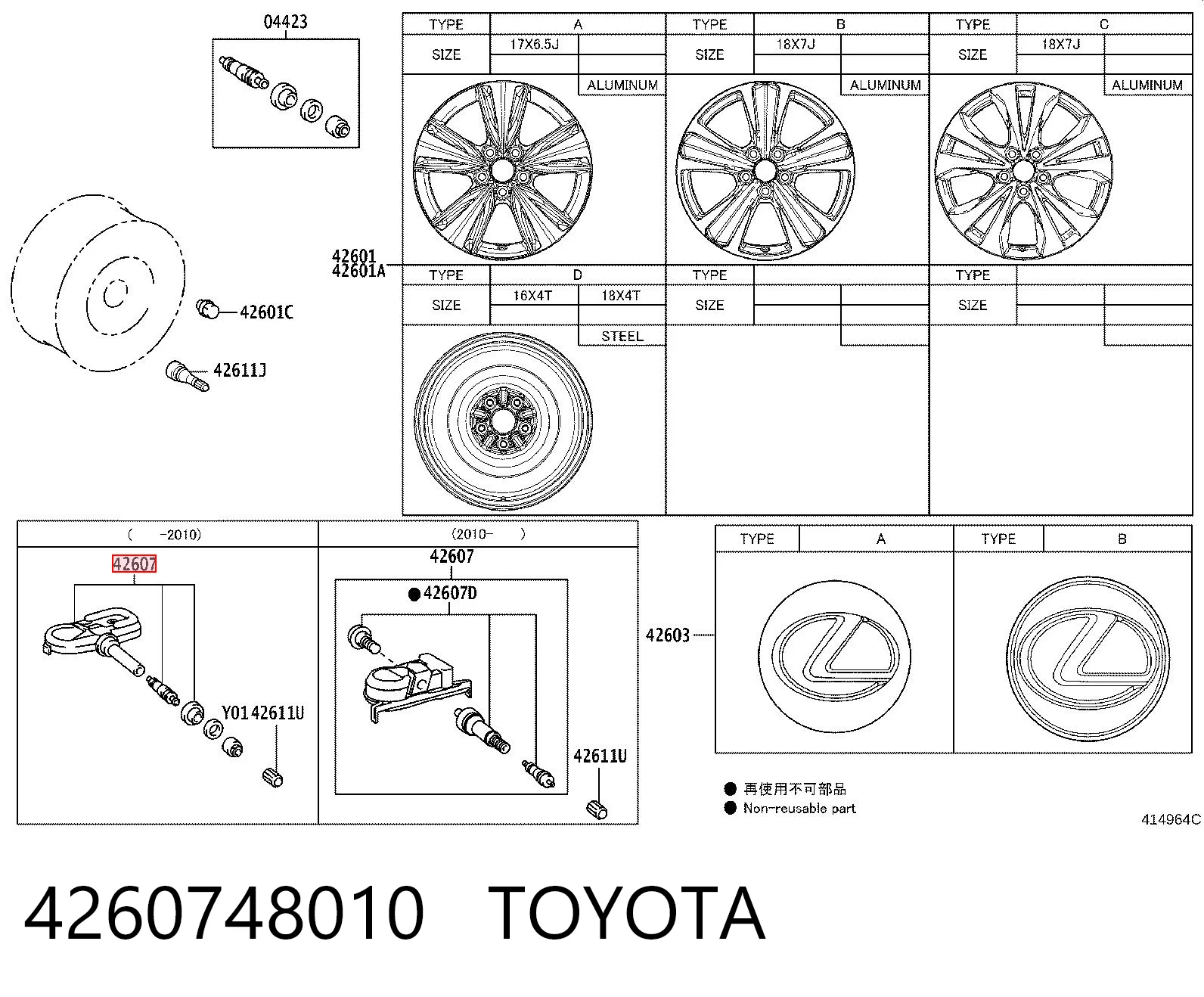 4260748010 Toyota Czujnik ciśnienia w oponach