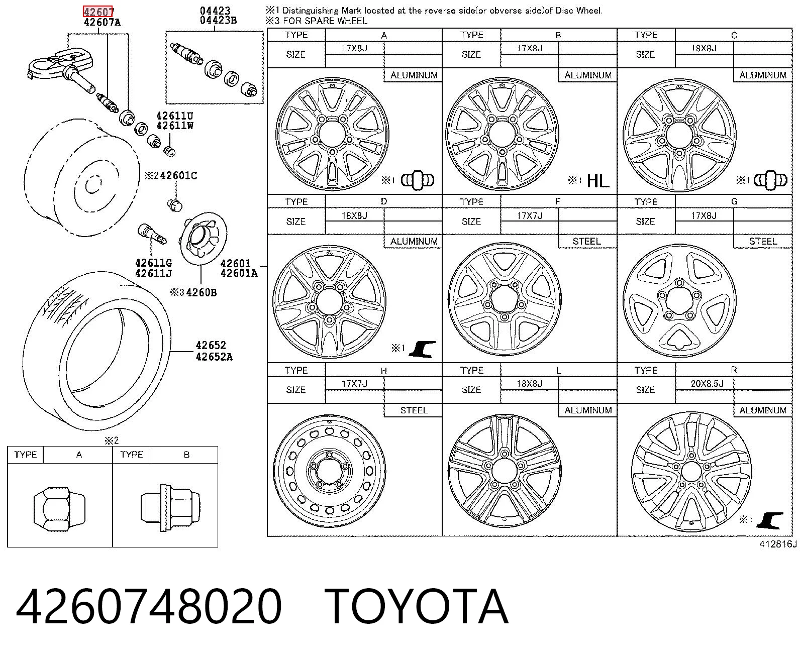4260748020 Toyota Czujnik ciśnienia w oponach