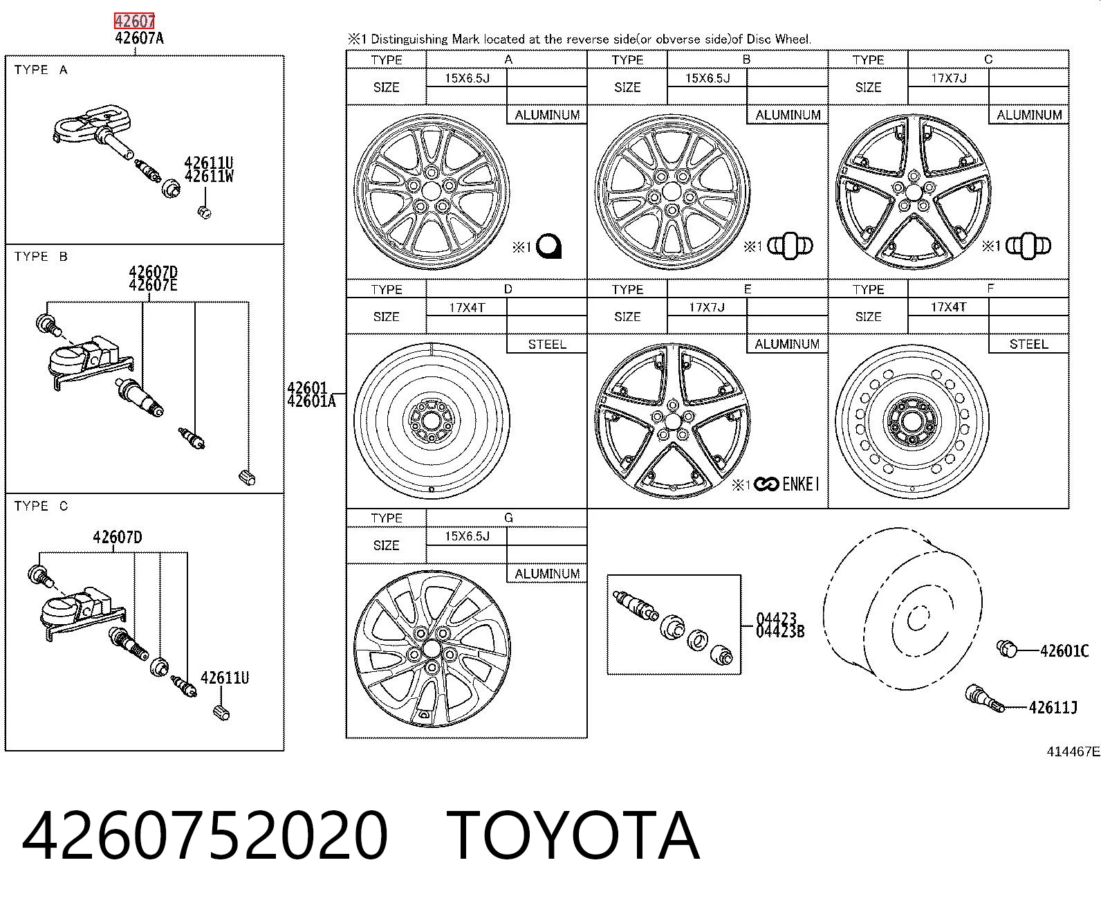 4260752020 Toyota Czujnik ciśnienia w oponach