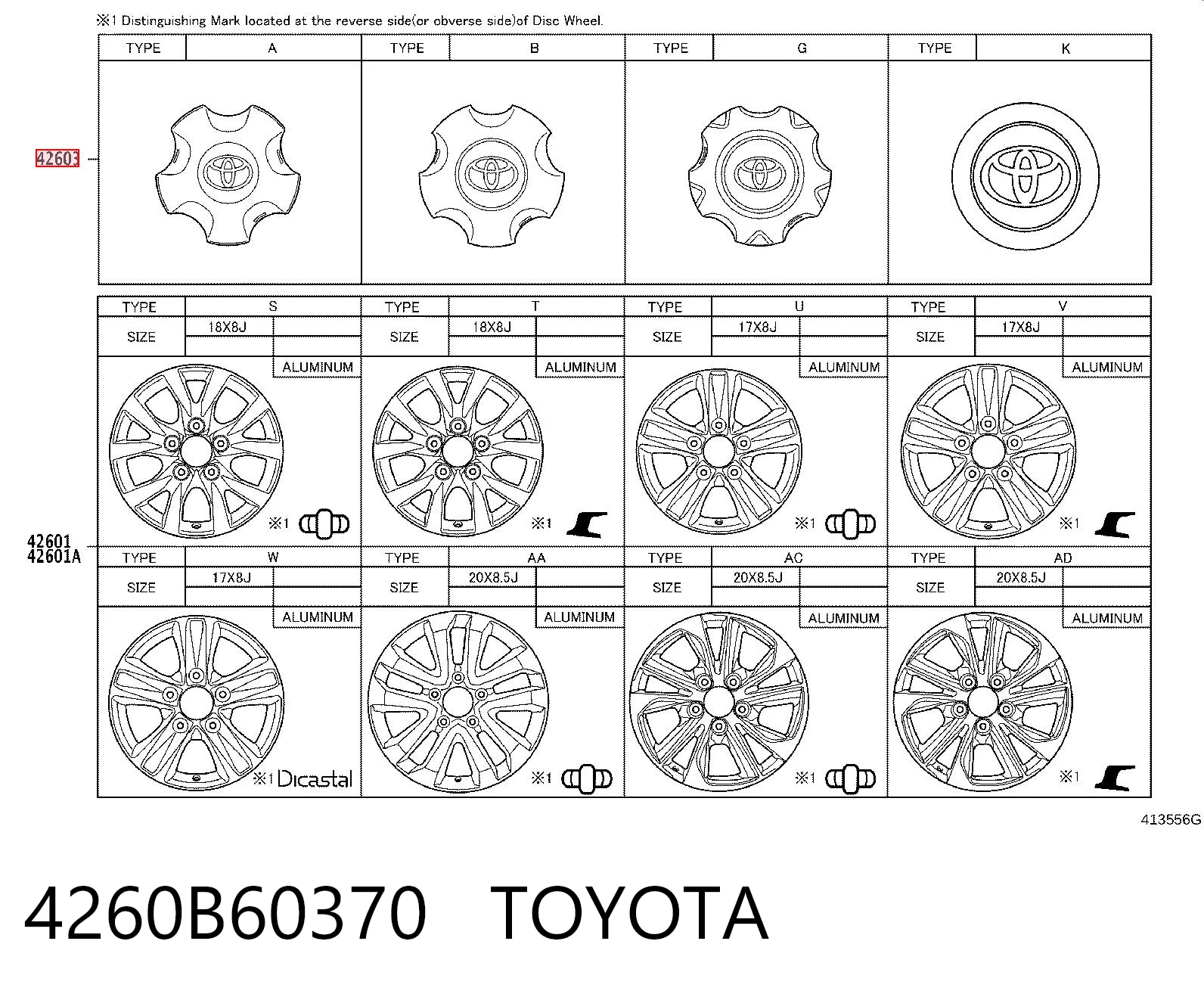 4260B60370 Toyota Kołpak do obręczy koła