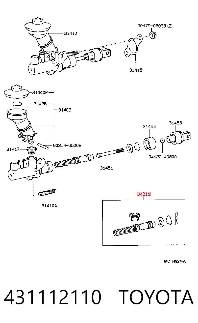 431112110 Toyota Zestaw naprawczy głównego cylindra hamulcowego