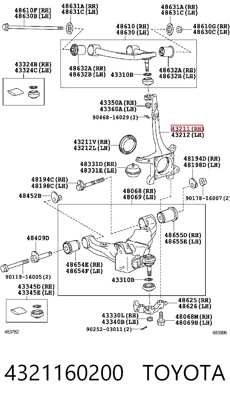 4321160200 Toyota Czop (zwrotnica) przedni prawy