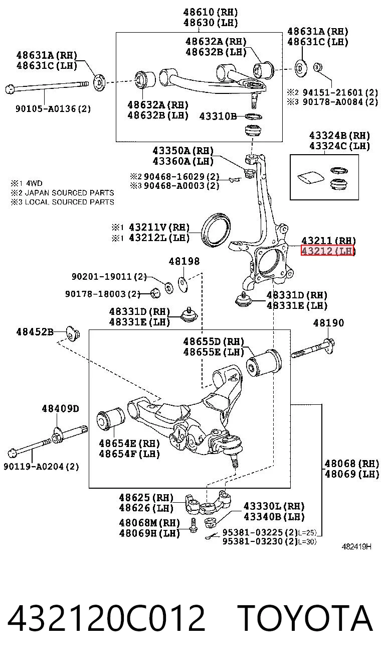 432120C012 Toyota Czop (zwrotnica) przedni lewy