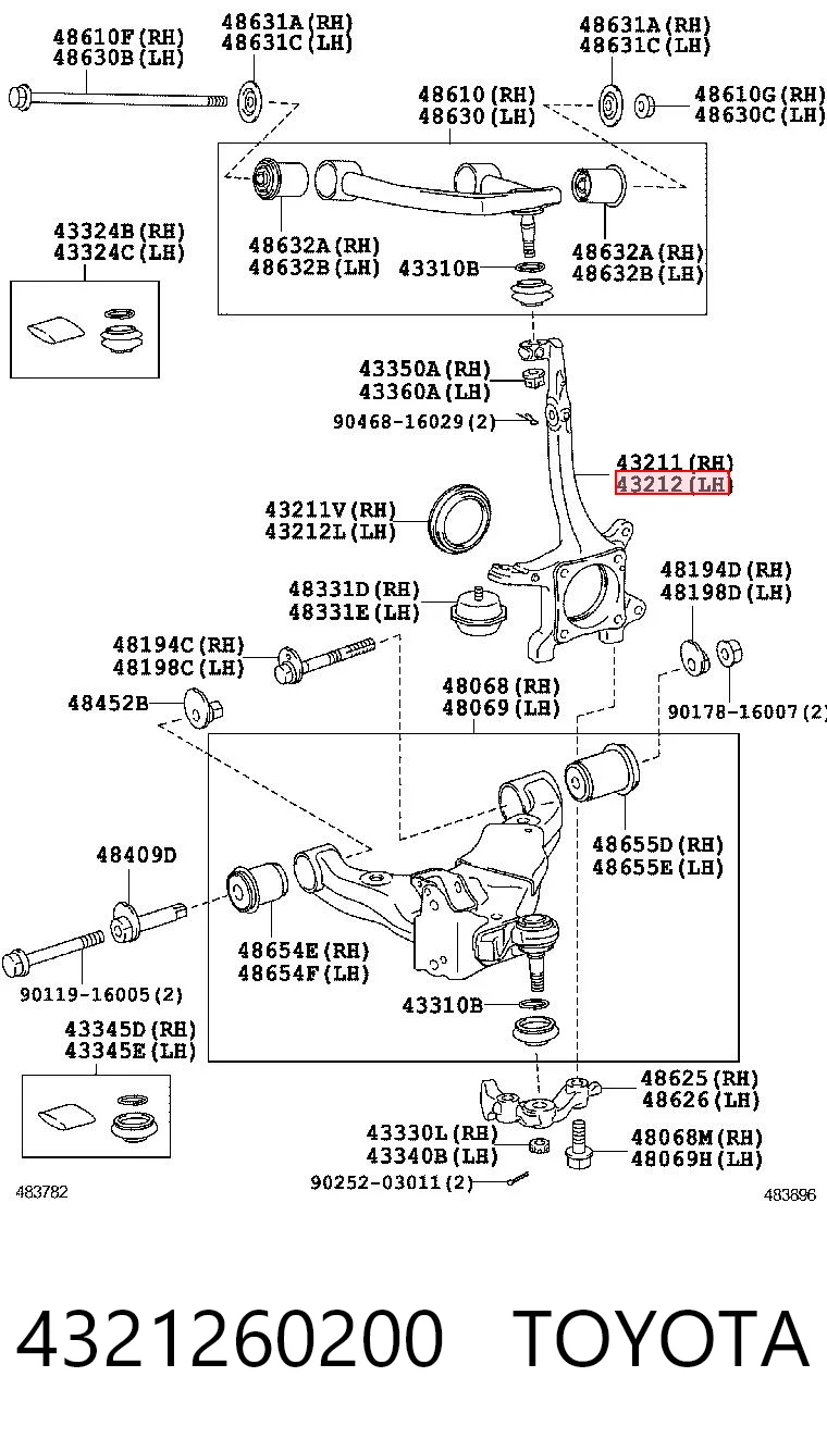 4321260200 Toyota Czop (zwrotnica) przedni lewy