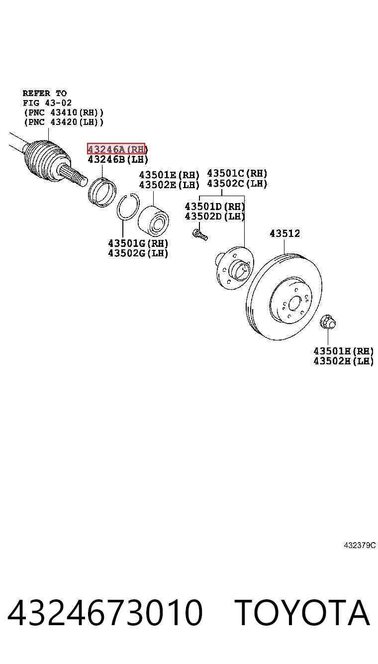 4324673010 Toyota Uszczelniacz piasty przedniej