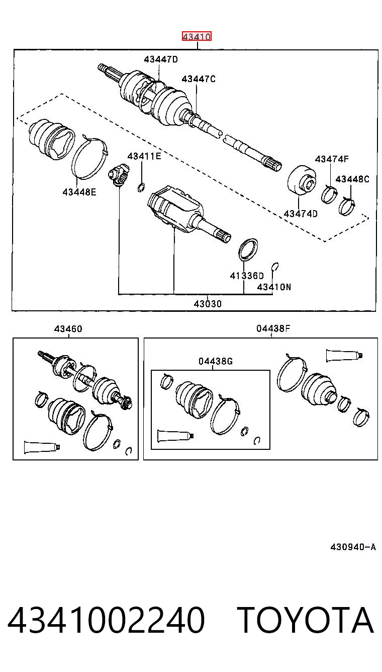 4341002240 Toyota Półoś napędowa przednia prawa