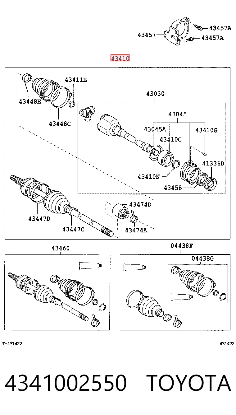 4341002550 Toyota Półoś napędowa przednia prawa