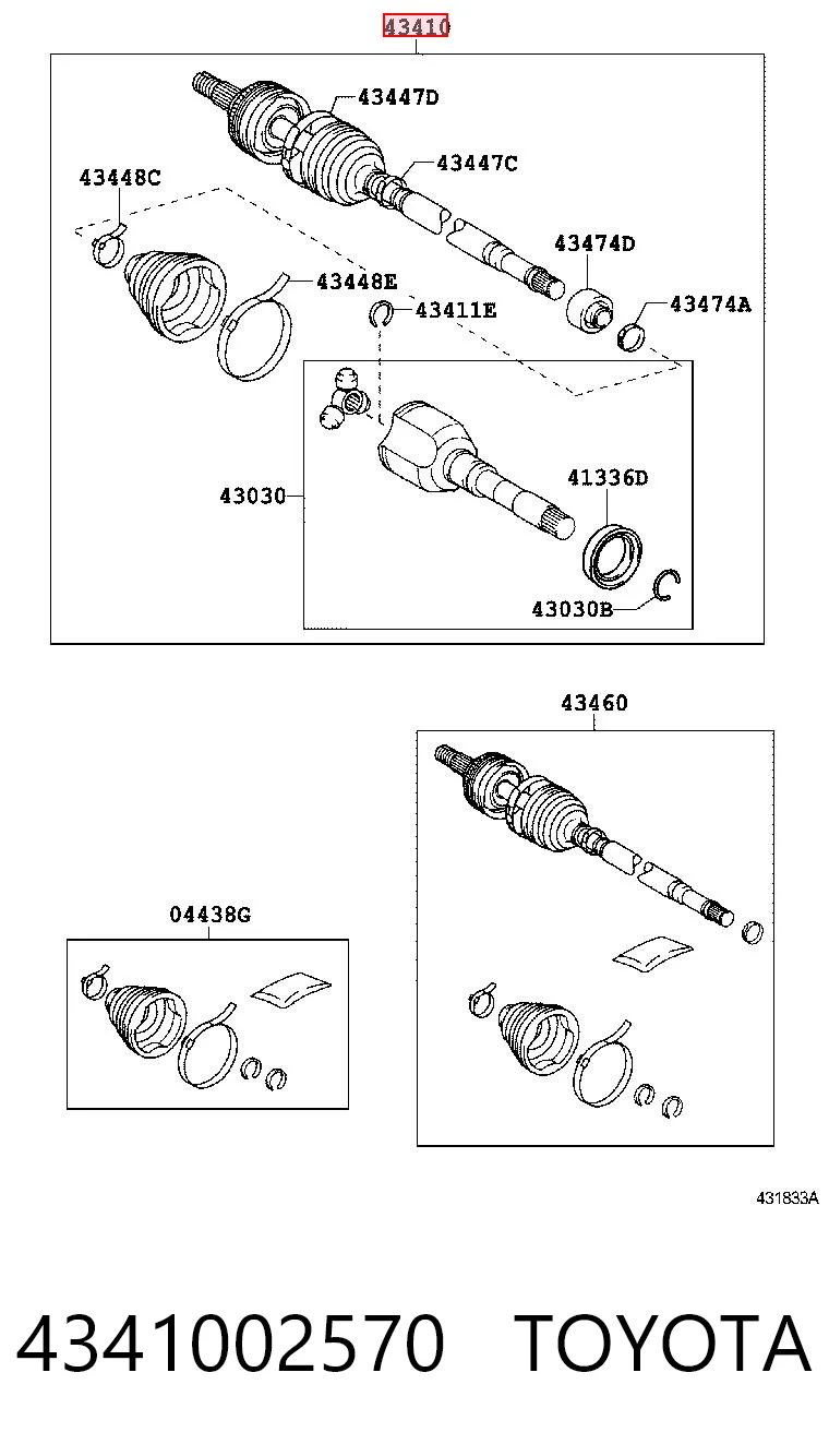 4341002570 Toyota Półoś napędowa przednia prawa