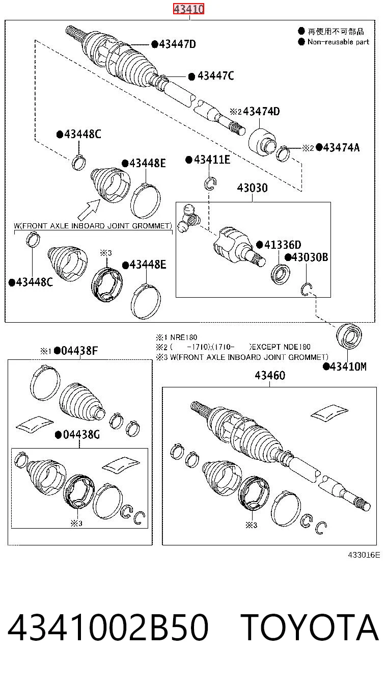 4341002B50 Toyota Półoś napędowa przednia prawa