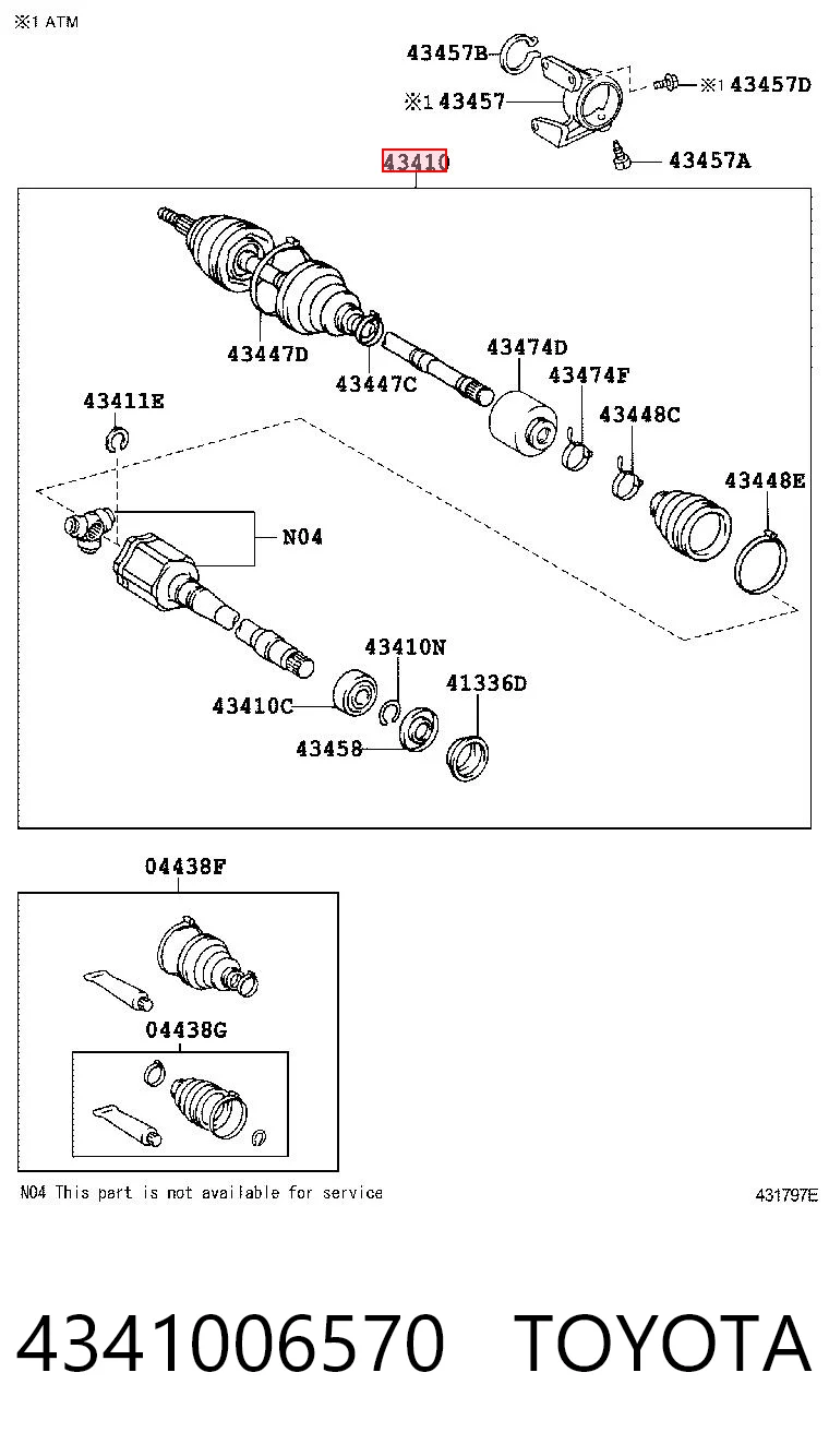 4341006570 Toyota Półoś napędowa przednia prawa