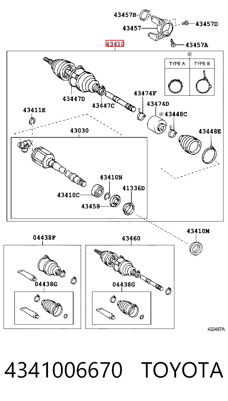 4341006670 Toyota Półoś napędowa przednia prawa