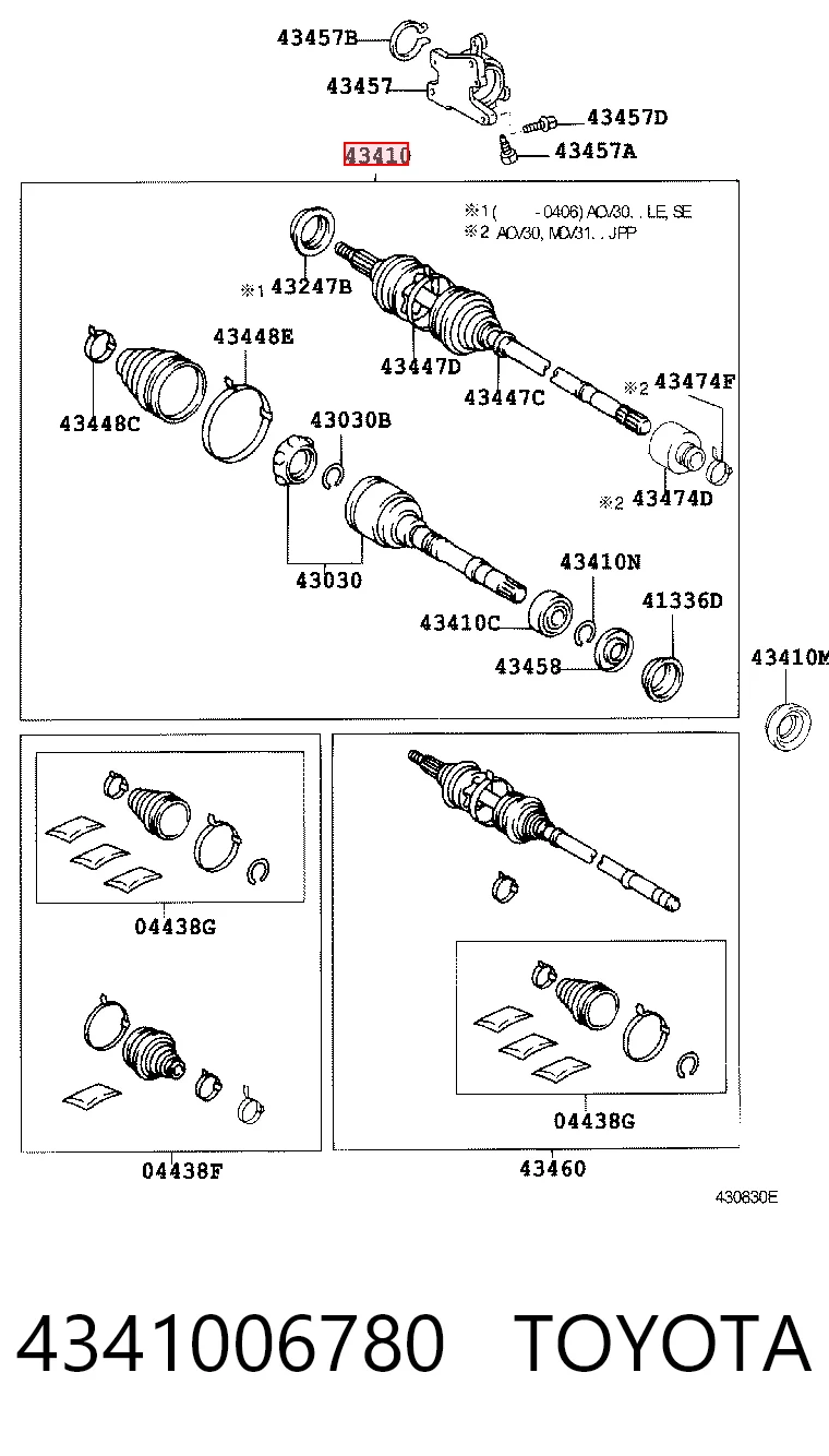 4341006780 Toyota Półoś napędowa przednia prawa