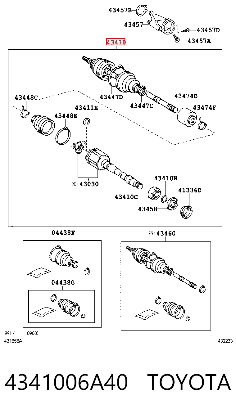 4341006A40 Toyota Półoś napędowa przednia prawa