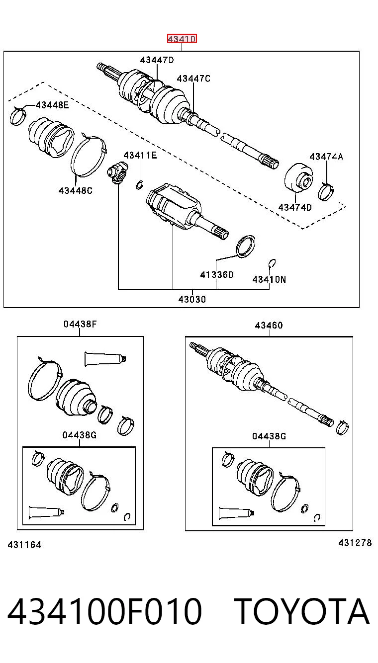 434100F010 Toyota Półoś napędowa przednia prawa