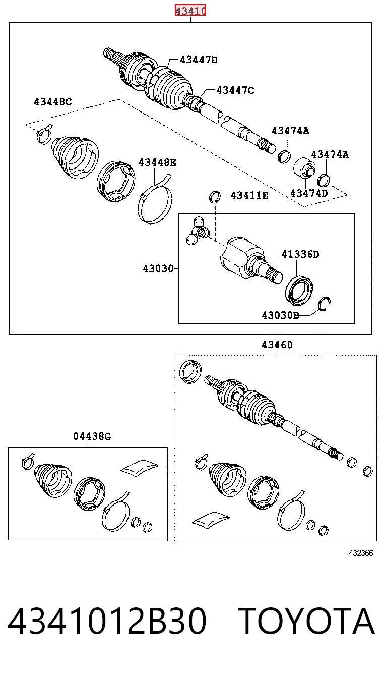 4341012B30 Toyota Półoś napędowa przednia prawa