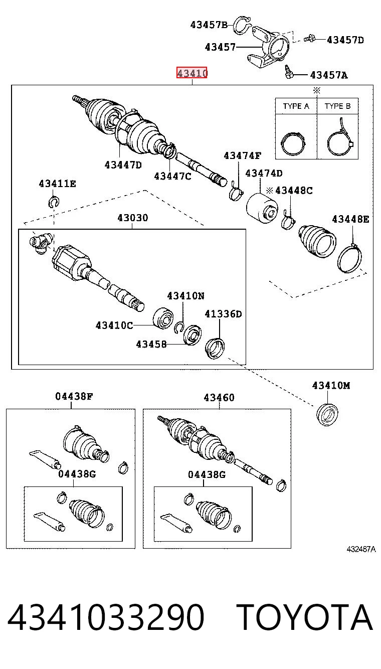 4341033290 Toyota Półoś napędowa przednia prawa