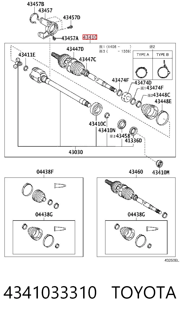 4341033310 Toyota Półoś napędowa przednia prawa