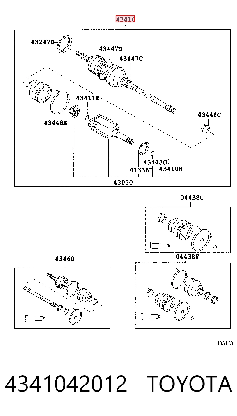 4341042012 Toyota Półoś napędowa przednia prawa