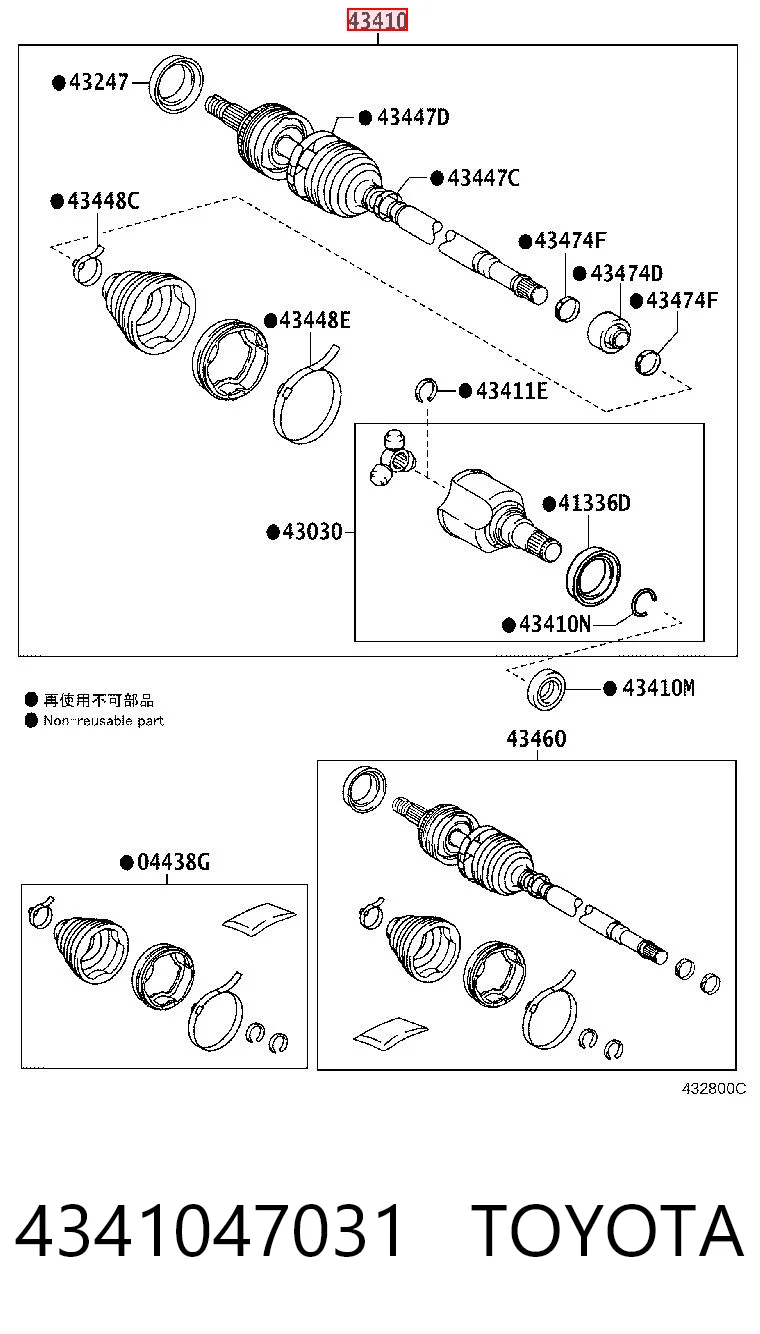 4341047031 Toyota Półoś napędowa przednia prawa