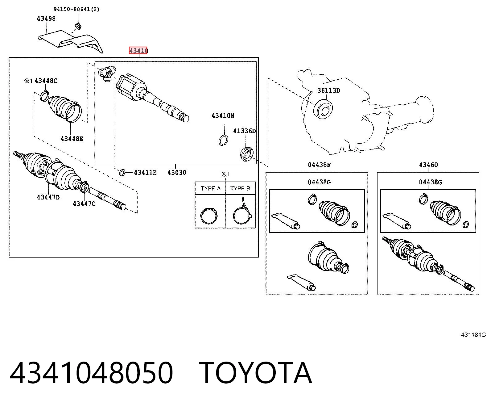 Półoś napędowa przednia prawa do Toyota Highlander I ACU2, MCU2