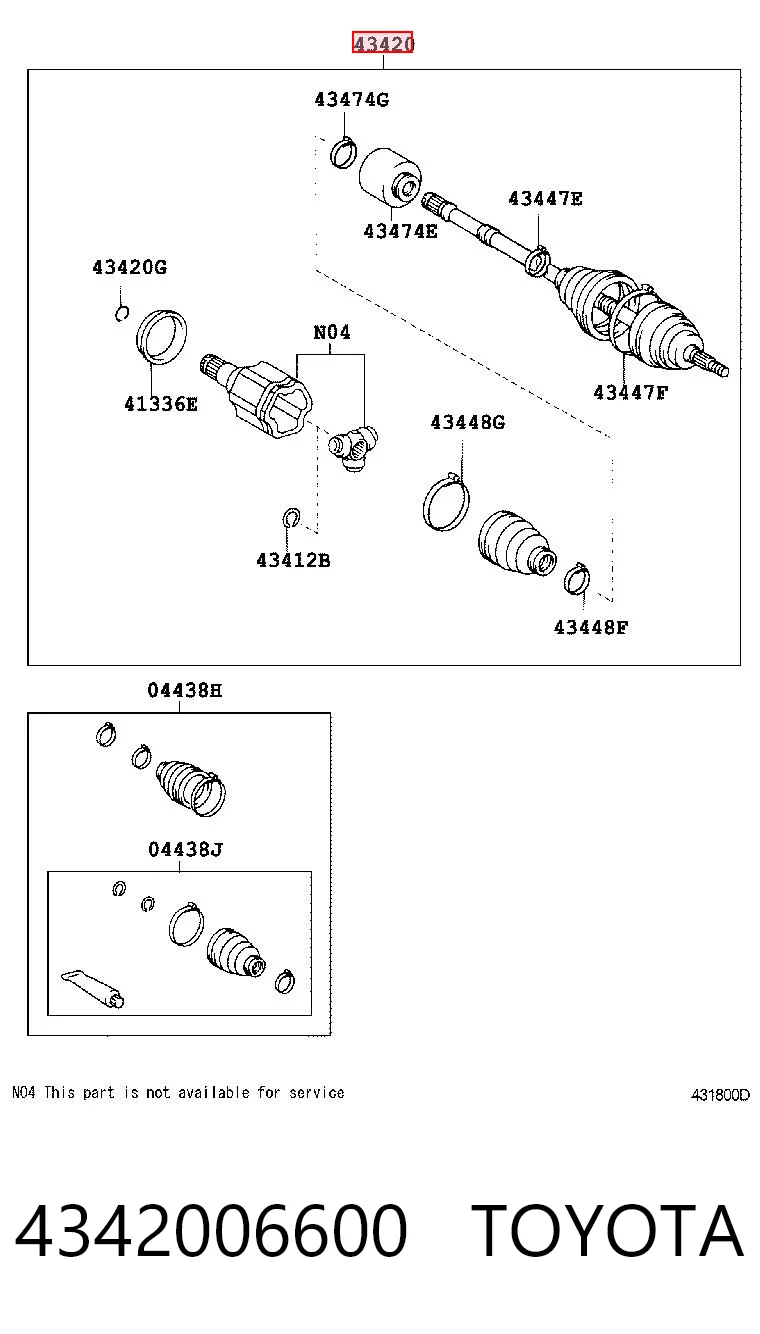 4342006600 Toyota Półoś napędowa przednia lewa