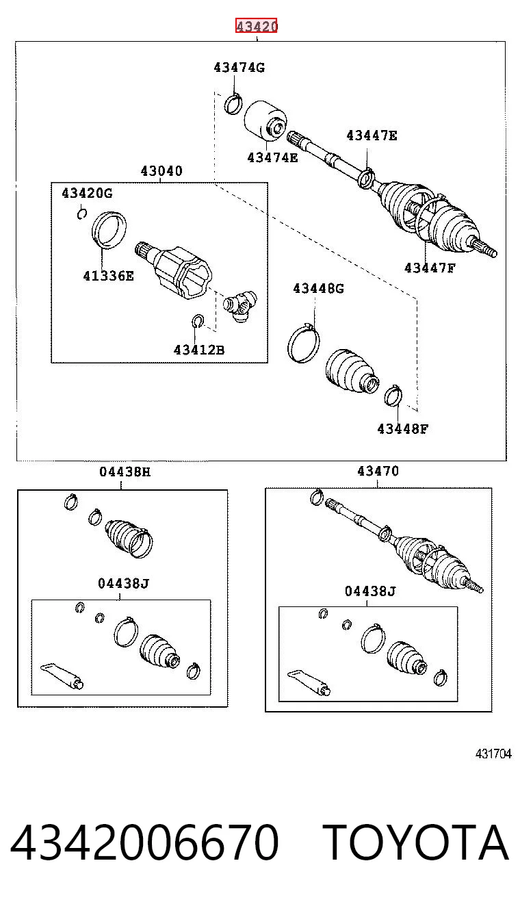 4342006670 Toyota Półoś napędowa przednia lewa